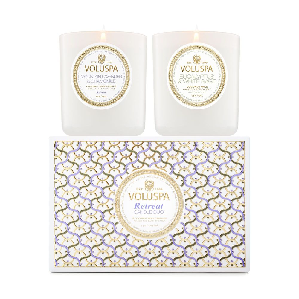 Bougies - Maison "Retreat" Classic Candle Duo (Eucalyptus and Mountain Lavender) - VOLUSPA