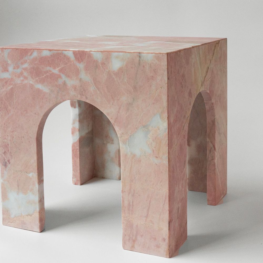 Night tables - Pink marble Arched Side Table - KIWANO CONCEPT