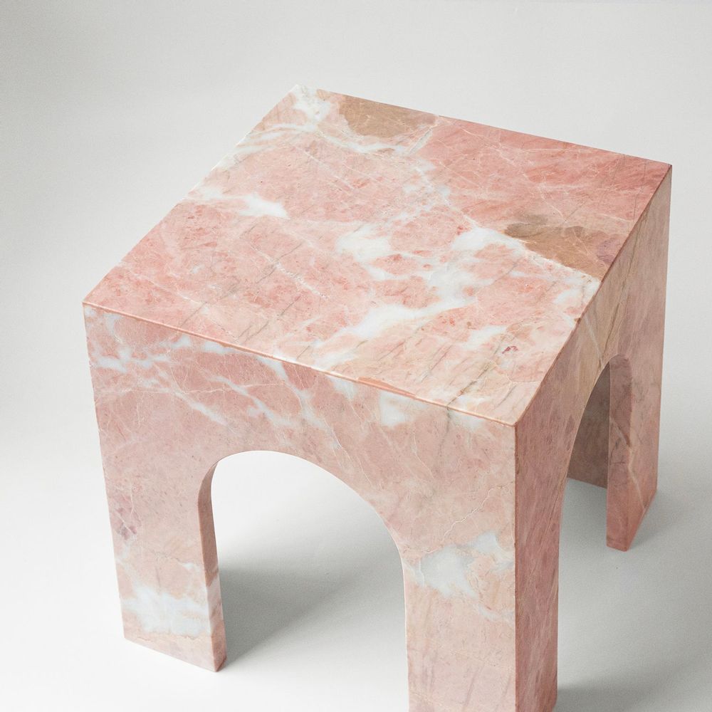 Night tables - Pink marble Arched Side Table - KIWANO CONCEPT