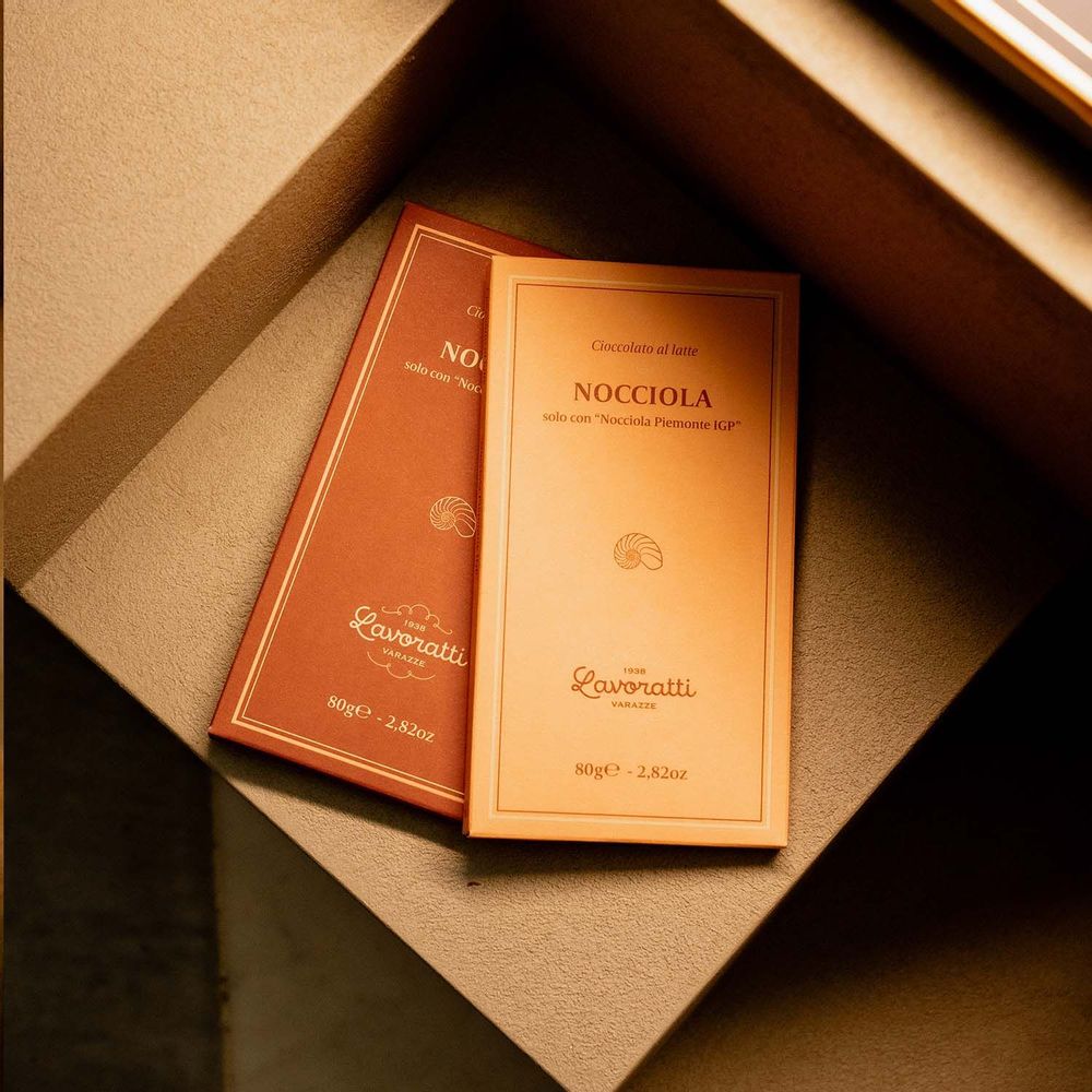 Cadeaux - Tablette de chocolat au lait aux noisettes, 80g - LAVORATTI 1938 CIOCCOLATO