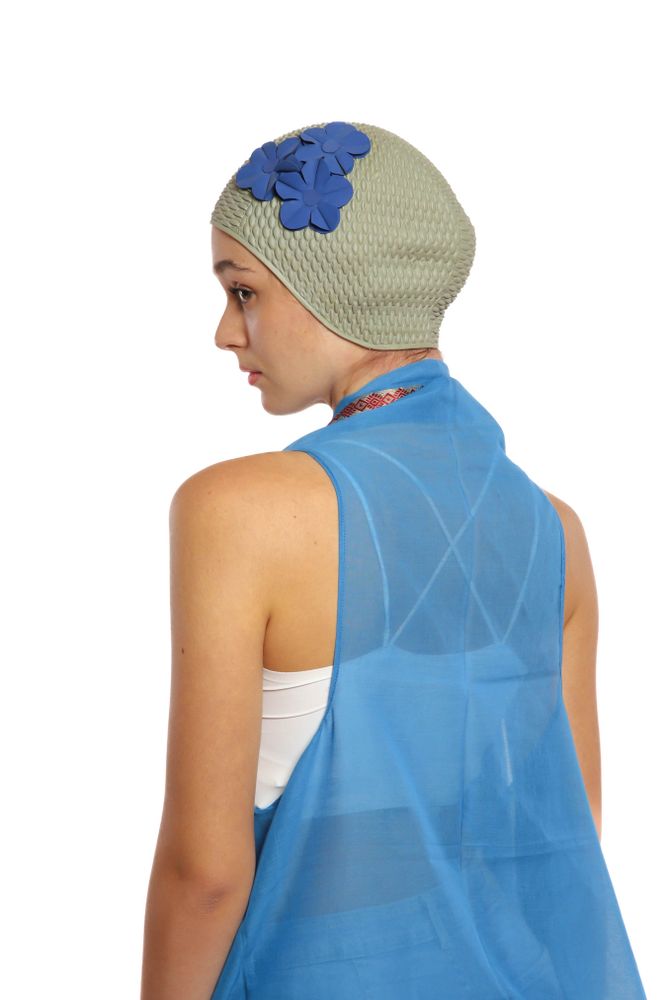 Hair accessories - Grey Vintage 3 Flowers Swim Cap - KORES ACCESSORIES