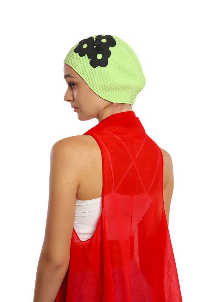Hair accessories - Green Vintage 3 Flowers Swim Cap - KORES ACCESSORIES