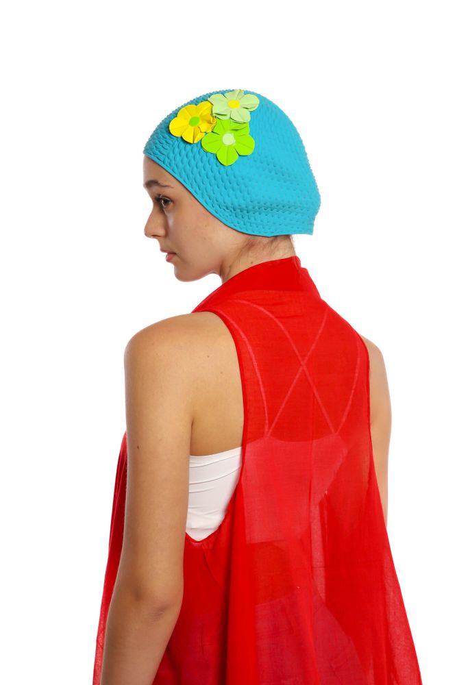 Accessoires cheveux - Turqoise Bonnet Avec trois Fleurs - KORES ACCESSORIES
