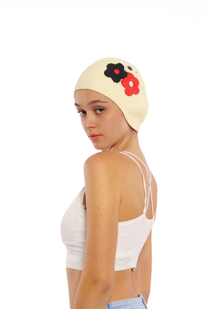 Accessoires cheveux - Blanc Bonnet Avec trois Fleurs - KORES ACCESSORIES