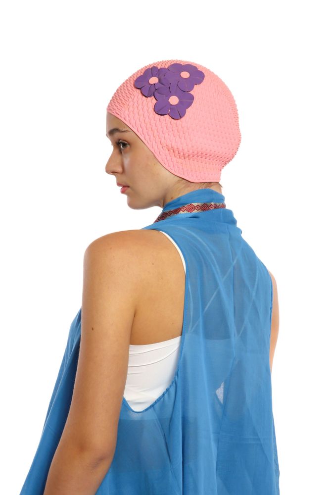 Hair accessories - Pink Vintage 3 Flowers Swim Cap - KORES ACCESSORIES