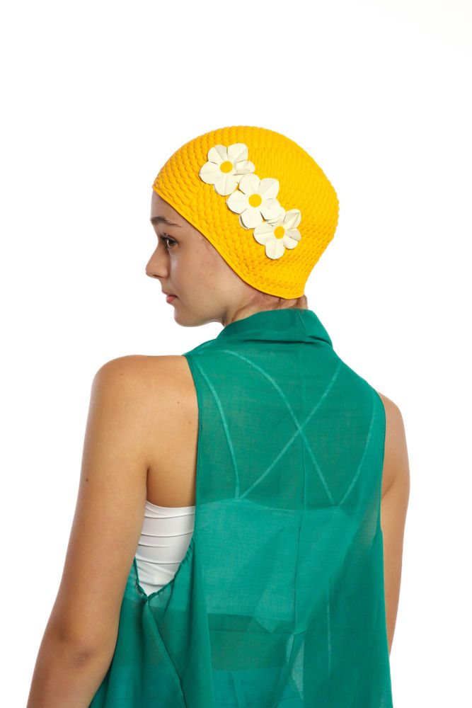 Accessoires cheveux - Orange Bonnet Avec trois Fleurs - KORES ACCESSORIES