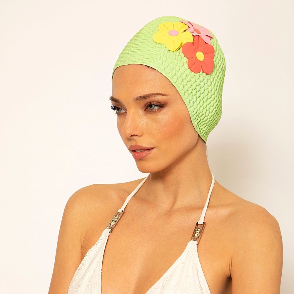 Hair accessories - Green Vintage 3 Flowers Swim Cap - KORES ACCESSORIES