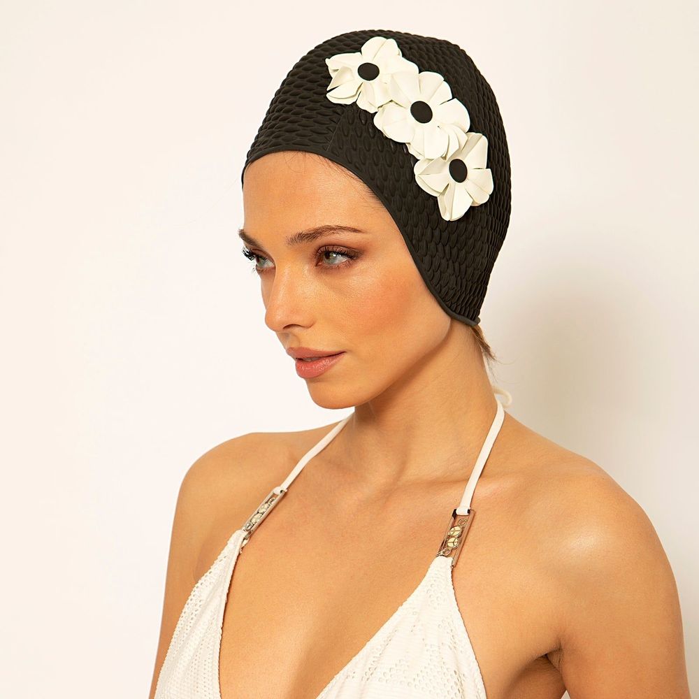 Accessoires cheveux - Noir Bonnet Avec trois Fleurs - KORES ACCESSORIES
