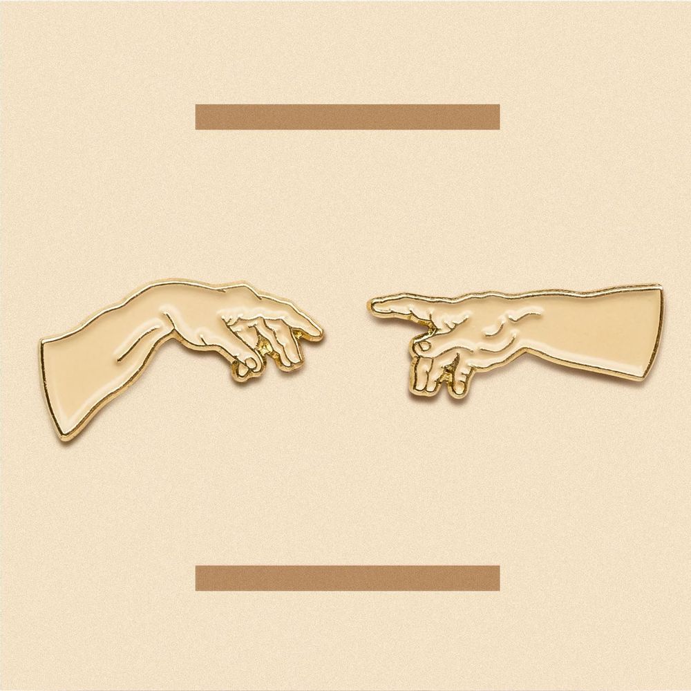Brooches - Set of 2 Pins The Creation of Adam - Michelangelo, 1512 - PINPINPIN.IT