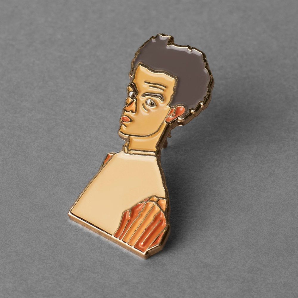 Broches - Épinglette Autoportrait à la chemise rayée - Egon Schiele, 1910 - PINPINPIN.IT