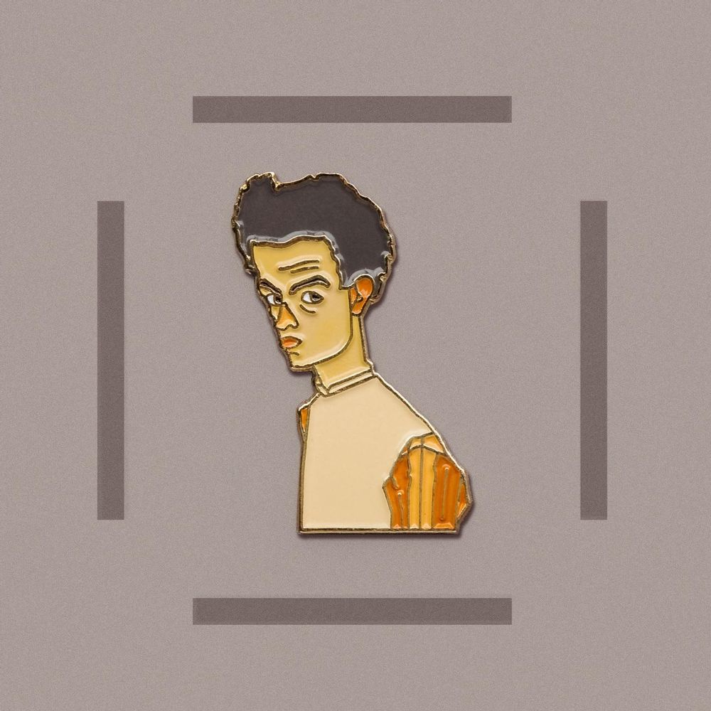 Broches - Épinglette Autoportrait à la chemise rayée - Egon Schiele, 1910 - PINPINPIN.IT