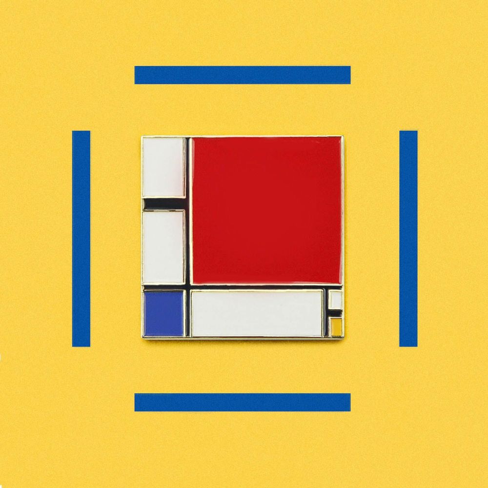 Broches - Composition d'épingles avec du rouge, du bleu et du jaune - Piet Mondrian, 1930 - PINPINPIN.IT