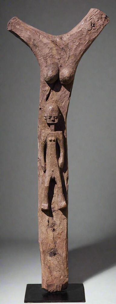 Design objects - Large pillar of case Toguna in solid wood, Pays Dogon, Mali - QUINTESSENCE AFRICAINE