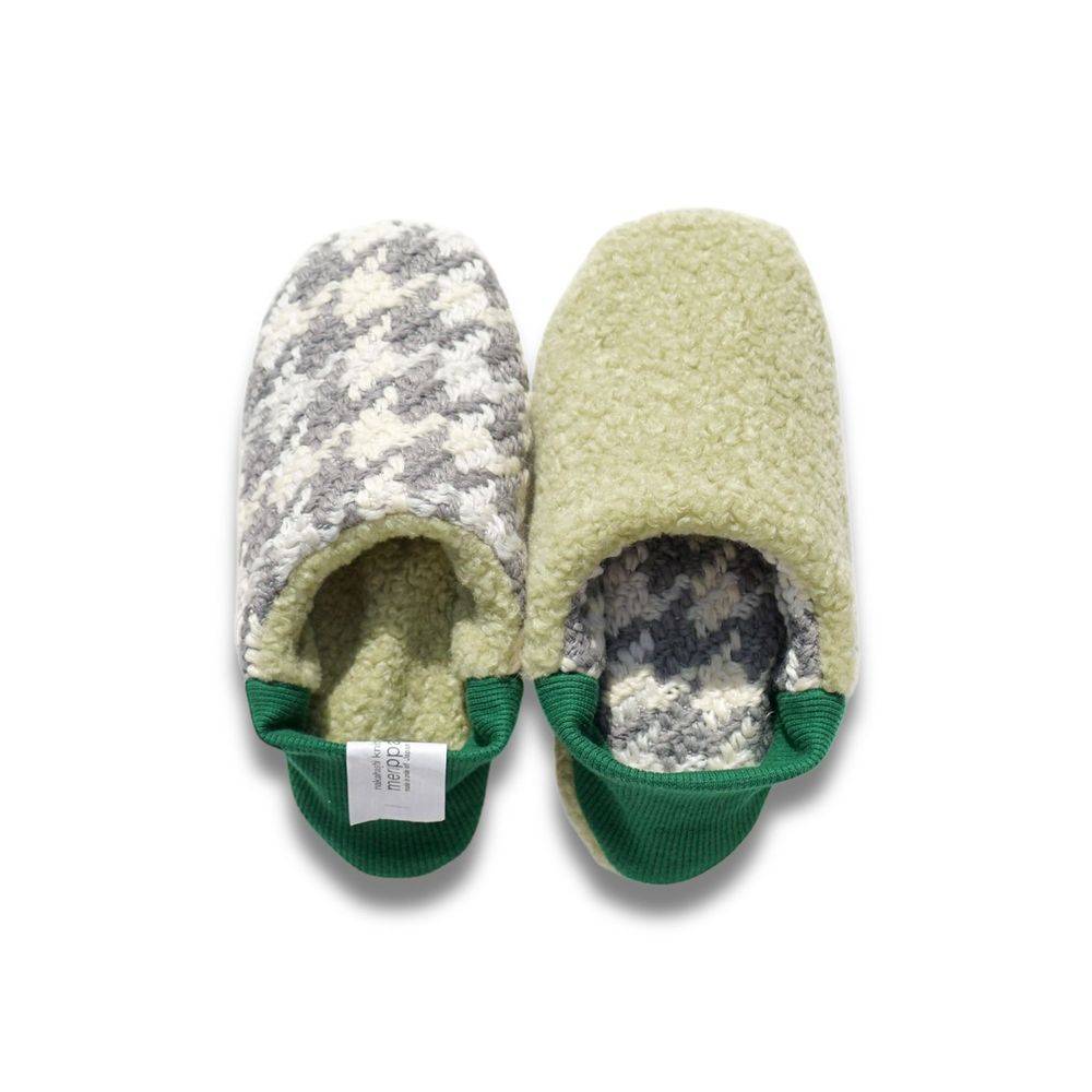 Gifts - JAPAN MADE Reversible room shoes / Houndstooth check x boa battery - MERIPPA