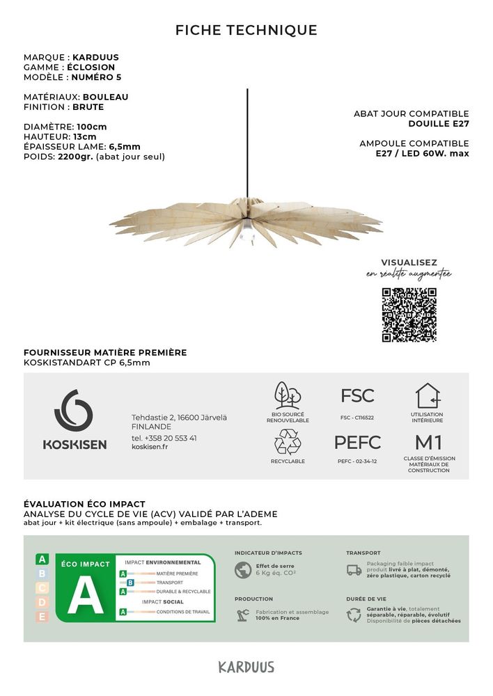 Decorative objects - lamp shade ECLOSION n° 5 | natural birchwood - KARDUUS