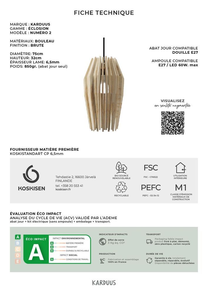 Objets de décoration - abat jour ECLOSION n°2 | bouleau naturel - KARDUUS