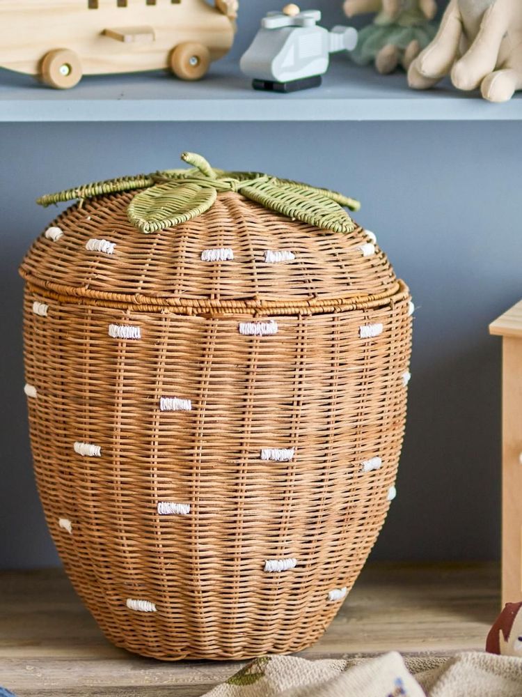 Children's bedrooms - Pelino Basket w/Lid, Brown, Rattan - BLOOMINGVILLE MINI