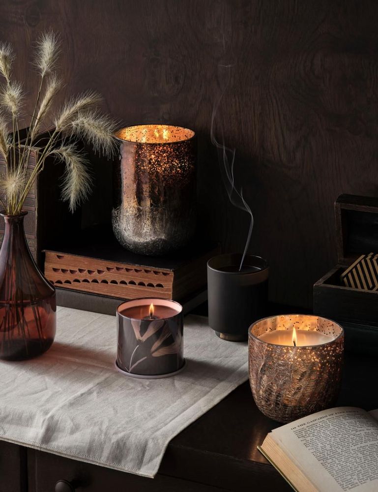 Bougies - Woodfire Crackle Verre Bougie, Marron - ILLUME