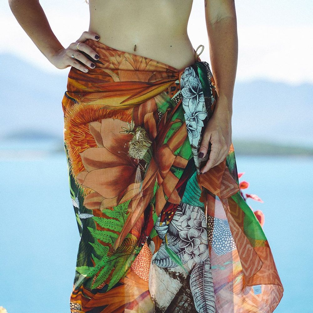 Sarongs - Orange Nostalgia Pareo - PATRICIA LAUZES