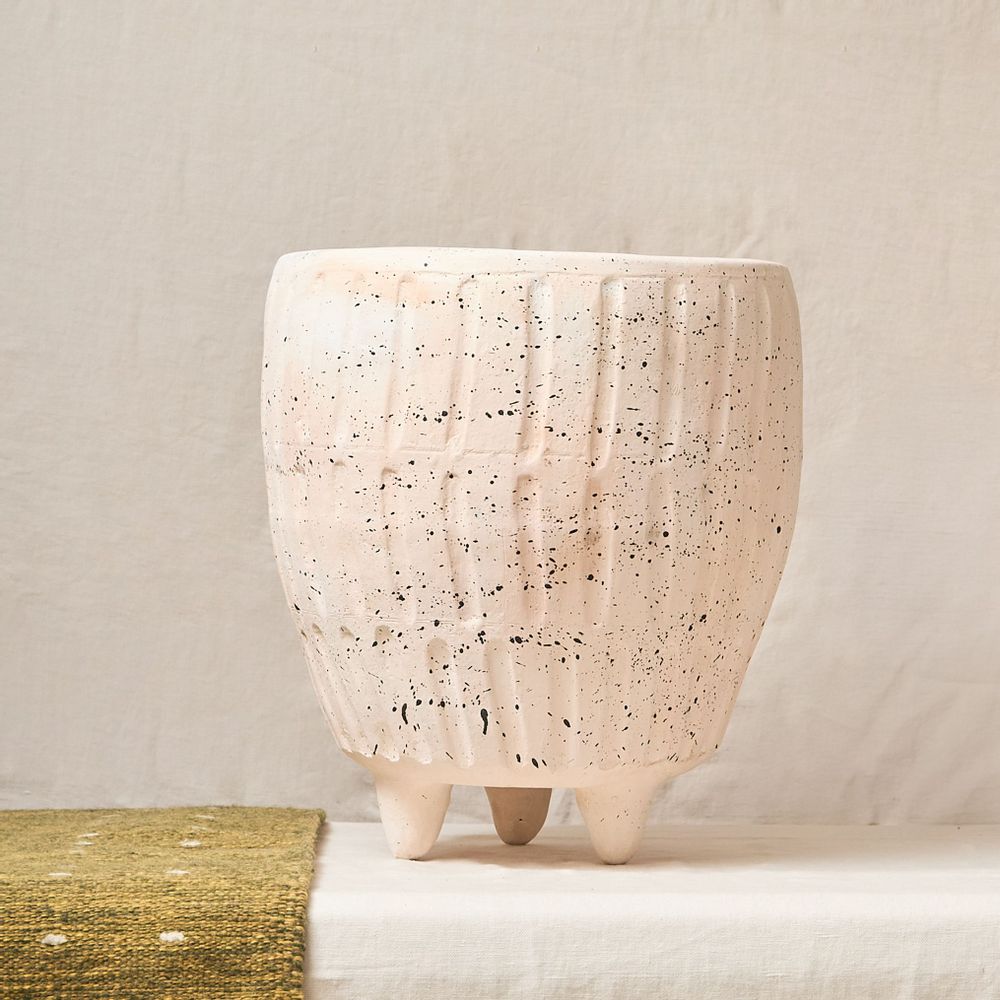 Tabourets - Tabouret en terre cuite peinte avec finition délavée - HUAKAL