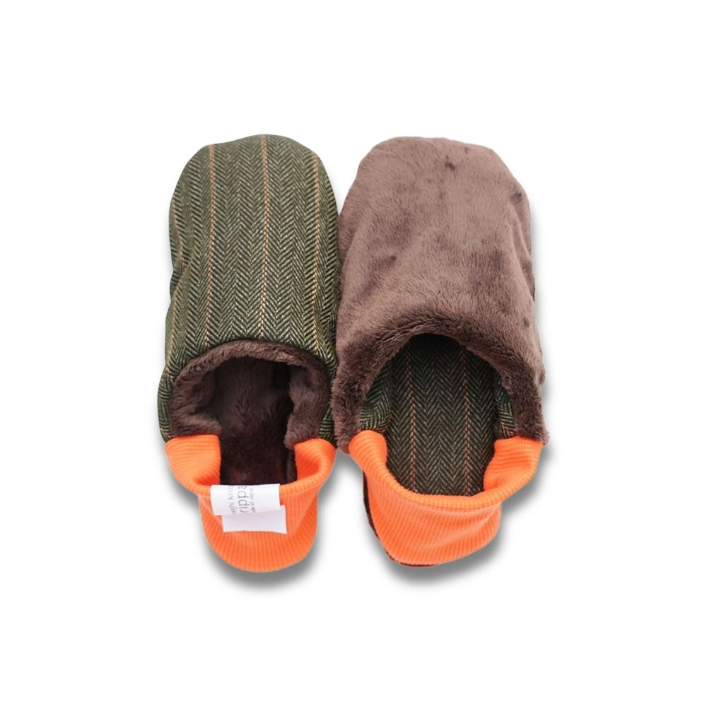 Gifts - JAPAN MADE Reversible room shoes / Tweed stripe x Micro boa - MERIPPA