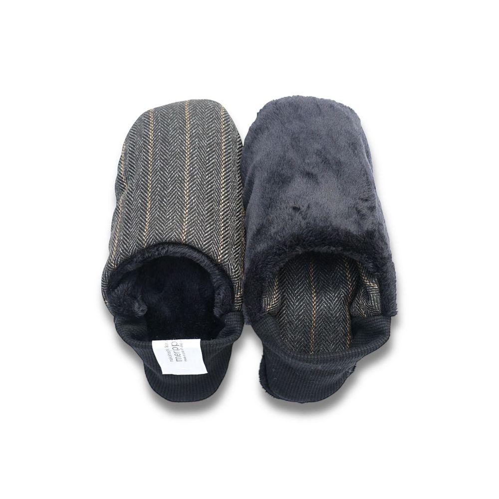 Gifts - JAPAN MADE Reversible room shoes / Tweed stripe x Micro boa - MERIPPA