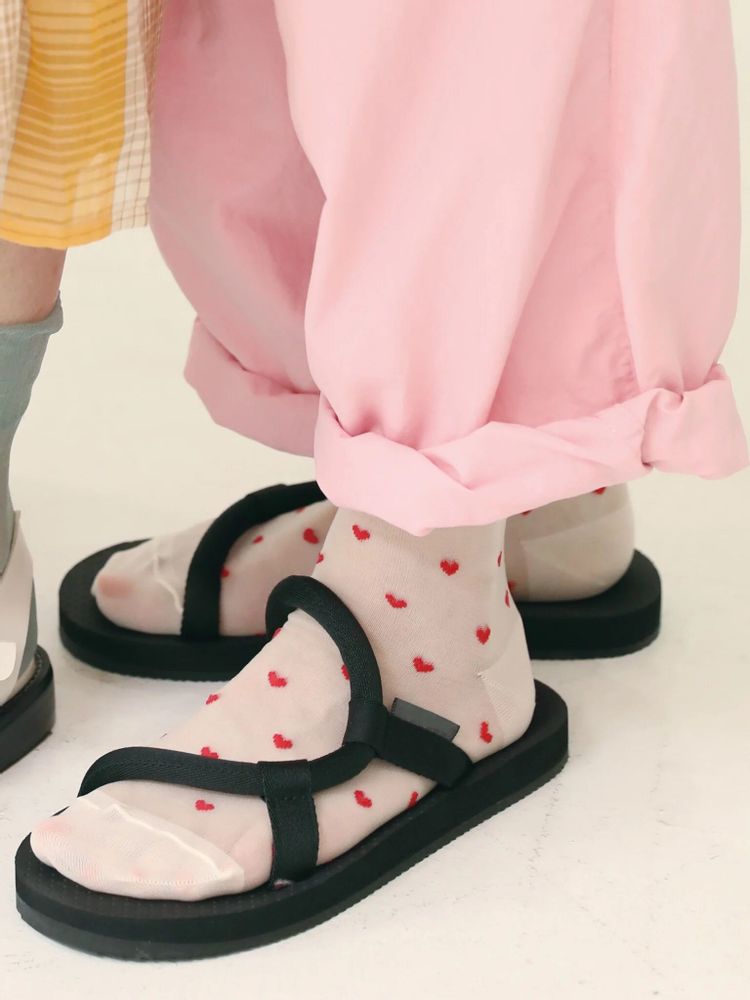 Socks - Sheer Heart Low Crew Socks - TABIO FRANCE