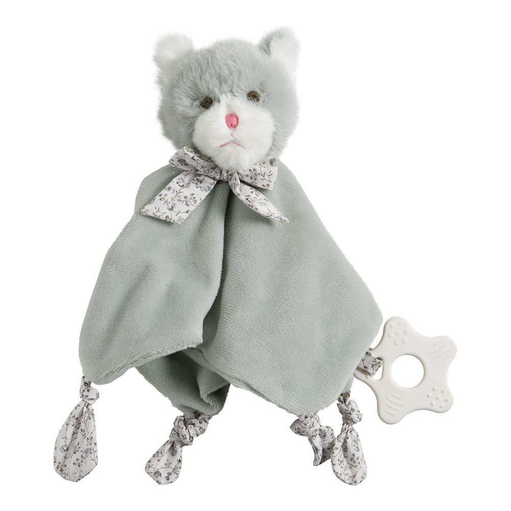 Soft toy - Toudoux Kitten with gray teething ring - MATHILDE M.