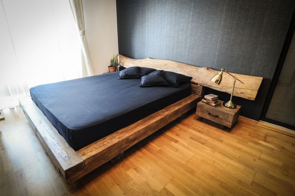 Lits - Lit rustique avec poutres en bois Cristian - RECYCLEART DESIGN GROUP