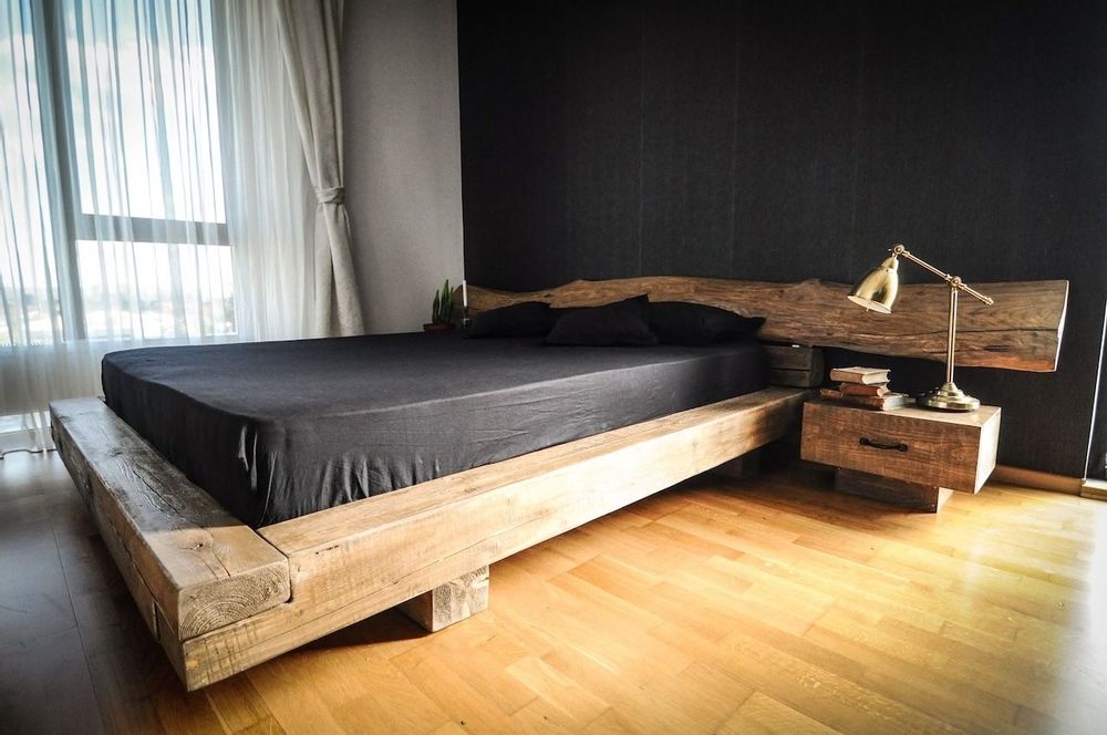 Lits - Lit rustique avec poutres en bois Cristian - RECYCLEART DESIGN GROUP
