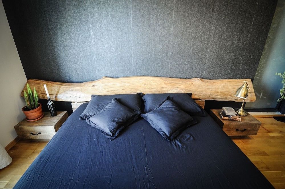 Lits - Lit rustique avec poutres en bois Cristian - RECYCLEART DESIGN GROUP