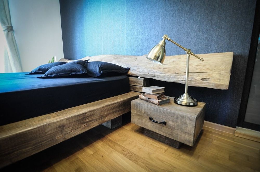 Lits - Lit rustique avec poutres en bois Cristian - RECYCLEART DESIGN GROUP