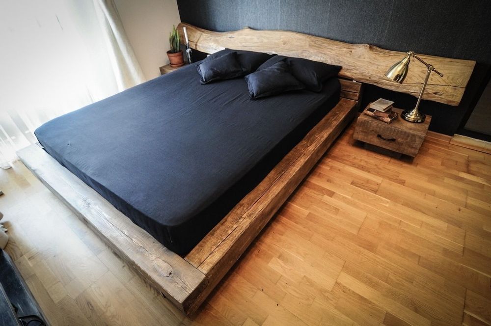 Lits - Lit rustique avec poutres en bois Cristian - RECYCLEART DESIGN GROUP
