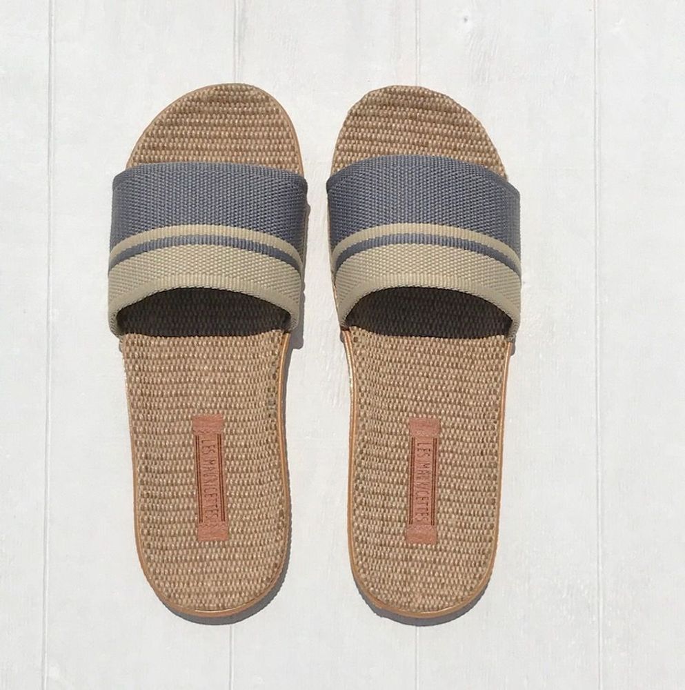 Homewear bien-être - Les Mauricettes de Georgette, claquettes ultra légères gris/beige - LES MAURICETTES