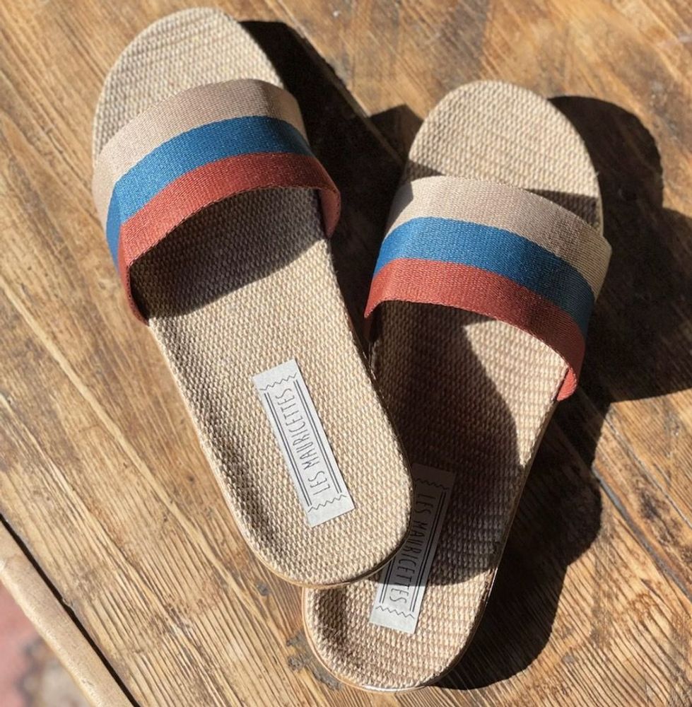 Homewear bien-être - Les Mauricettes d'Eleonore, claquettes rayées ultra légères - LES MAURICETTES