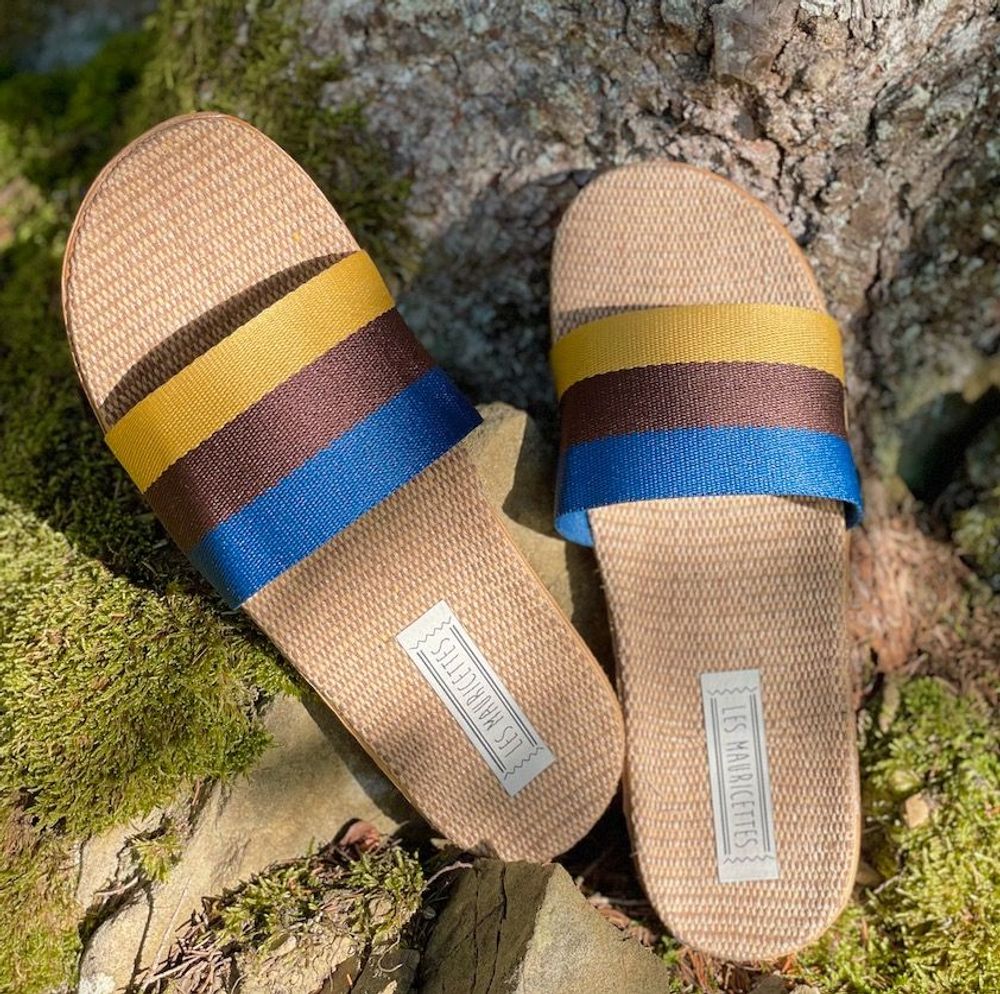 Homewear bien-être - Les Mauricettes de Léonie, claquettes rayées très légères - LES MAURICETTES