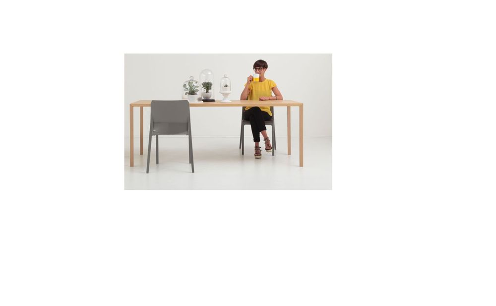 Tables Salle à Manger - Table fixe X_LIGHT 80/80 cm en bois et pieds en métal plaqué chêne - I.T.F. DESIGN SRL