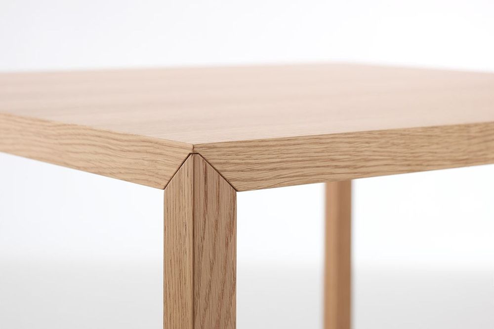 Tables Salle à Manger - Table fixe X_LIGHT 80/80 cm en bois et pieds en métal plaqué chêne - I.T.F. DESIGN SRL