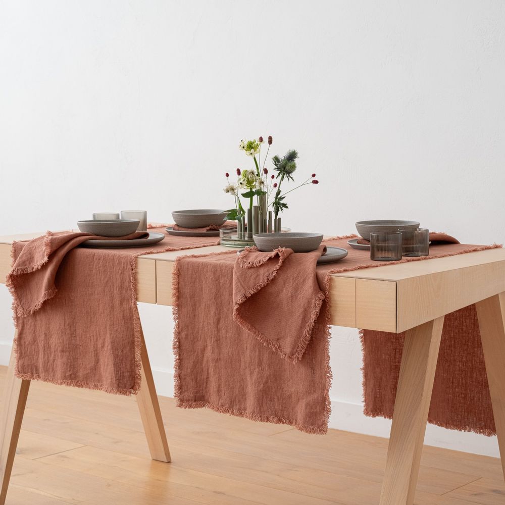 Table cloths - Washed Table linen Mocha, Pantone 2025 colour - LINENME