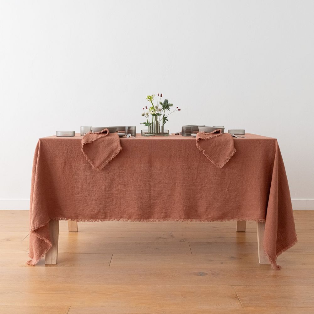 Table cloths - Washed Table linen Mocha, Pantone 2025 colour - LINENME