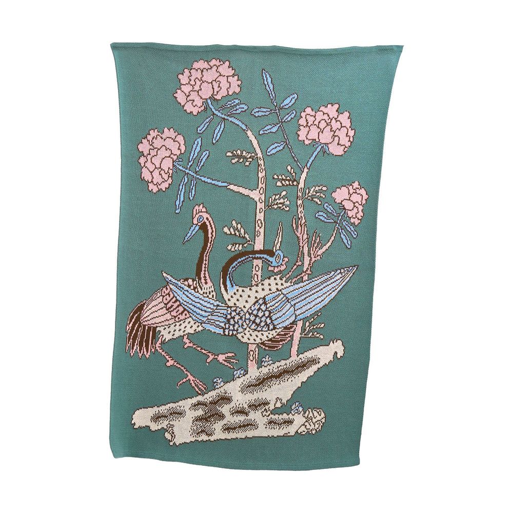 Throw blankets - Smile longevity symbol(Cranes) - BON`EE