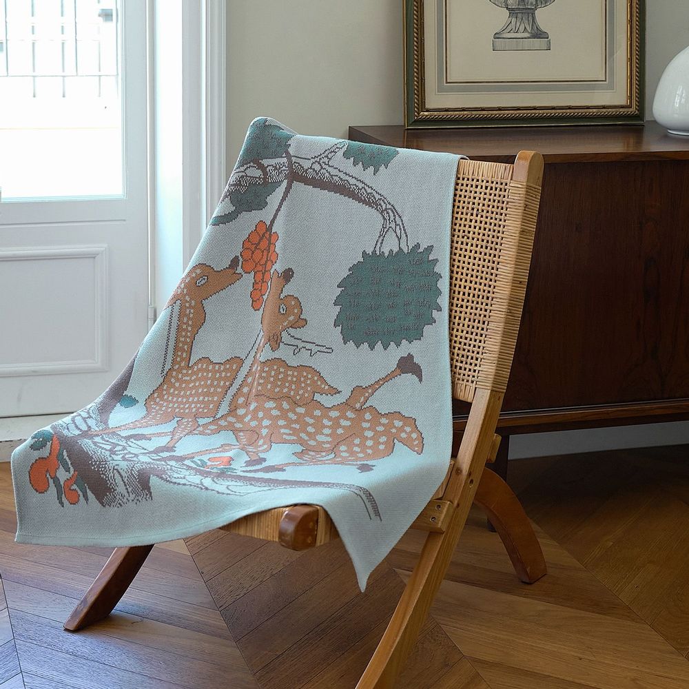 Throw blankets - Smile longevity symbol(Deer) - BON`EE