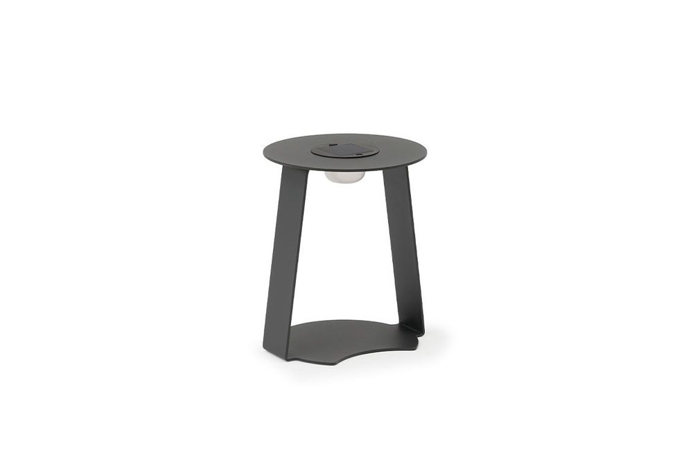 Outdoor decorative accessories - Round garden side table (H. 45 cm) with DUO solar light - COUTURE JARDIN