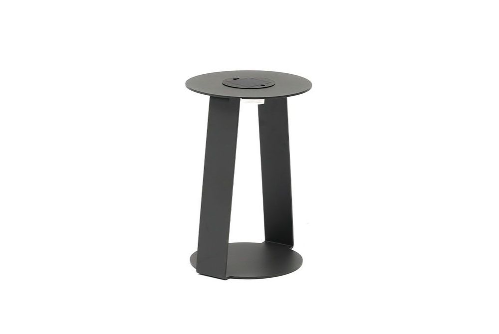 Outdoor decorative accessories - Round garden side table (H. 54 cm) with DUO solar light - COUTURE JARDIN