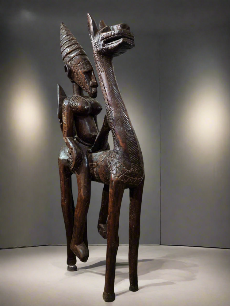 Sculptures, statuettes and miniatures - Very big wooden Bambara rider, Mali - QUINTESSENCE AFRICAINE