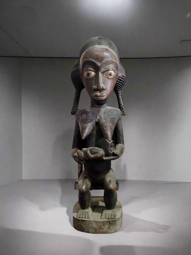 Sculptures, statuettes et miniatures - Maternité Baoule en bois, Côte d'Ivoire - QUINTESSENCE AFRICAINE