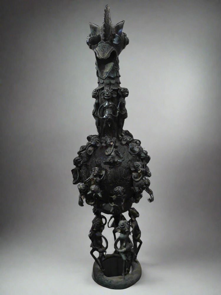 Sculptures, statuettes et miniatures - Grand aquamanile royal Bamoun en bronze, Cameroun - QUINTESSENCE AFRICAINE