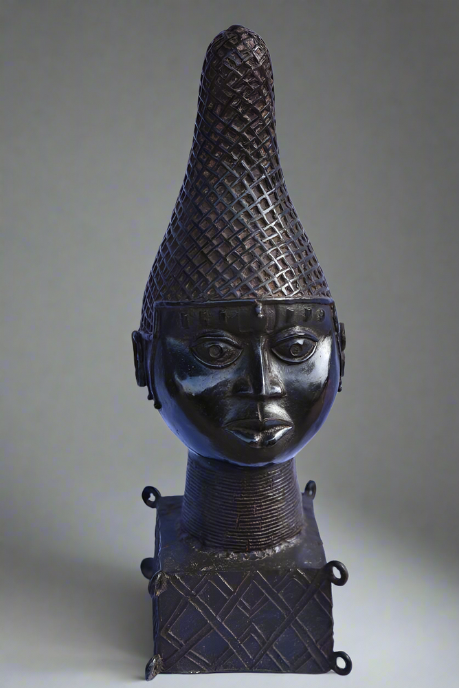 Sculptures, statuettes and miniatures - Bronze Queen Mother Head - Ife - Bini Edo - QUINTESSENCE AFRICAINE