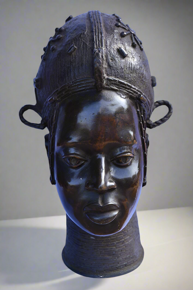 Sculptures, statuettes and miniatures - Bronze Queen Mother Head - Ife - Bini Edo - QUINTESSENCE AFRICAINE