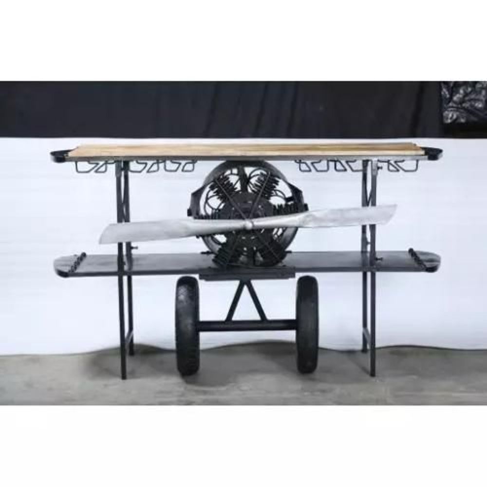 Objets design - Bar aéro vintage en métal et bois - GRAND DÉCOR